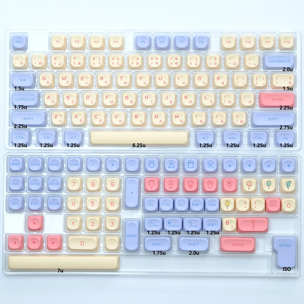 KBDiy KOA  Profile PBT Honey Milk Keycaps Russian Korean Japanese 137 Keys Caps for Mechanical Keyboard Keycap MAC for MX Switch