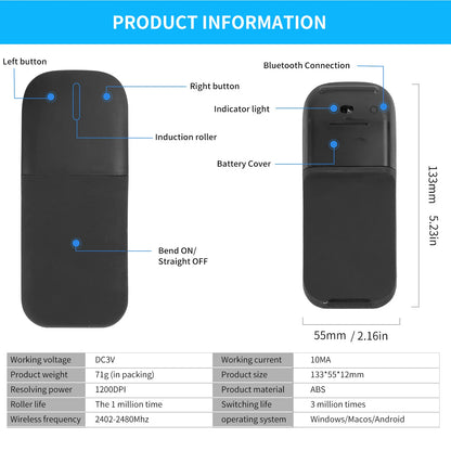 Bluetooth Arc Touch Mouse For Microsoft Surface Wireless Ergonomic Mause Computer 3D Silent Laser Mice For Laptop PC Windows