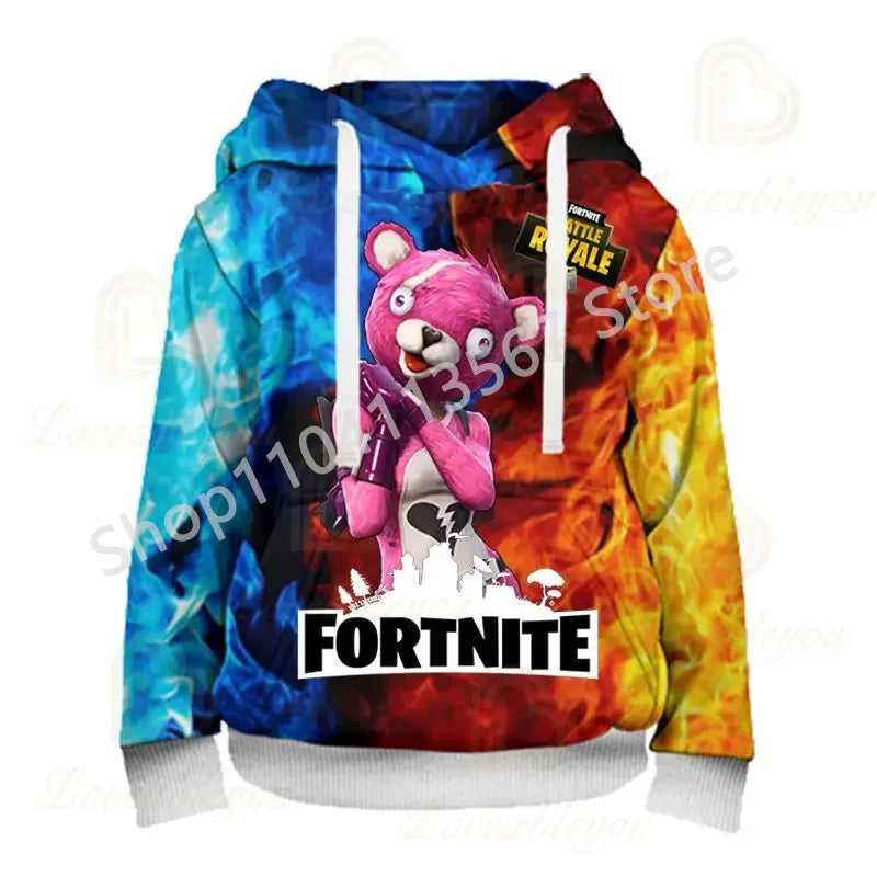 Llama Battle Royale F-Fortnited hættetrøjer med 3D-print til mænd, kvinder og børn, sweatshirts til drenge og piger, streetwear-pullover, grønne overdele