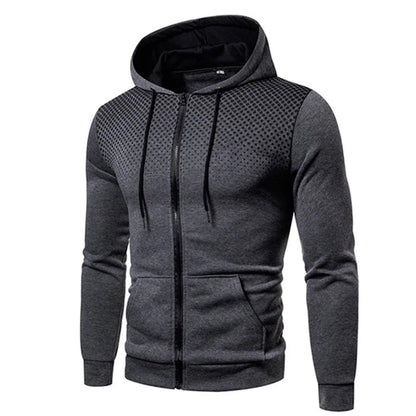 Produit gaming premium Fraquane, nouvelle génération, Men's Zip Up Hoodie Pocket Polka Pot Print Hooded Sweatshirt Sport Outdoor Casual Slim Fit Men Spring AutumnZipper Hoodie