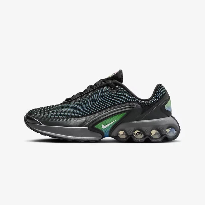 Nike Air Cushion Cushioning Fitness High-Quality Upper Training Women's Low-Top Running Shoes New Lightweight Comfortable Commuting Outdoor Sports Running Shoes Air Max Dn Black and Green Cool Color Fashion Versatile Casual S