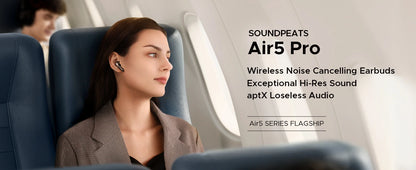SOUNDPEATS Air5 Pro Wireless Earphones 55 dB Adaptive Hybrid ANC Bluetooth 5.4 Earbuds, Hi-Res LDAC aptX Loseless,6 Mics AI ENC
