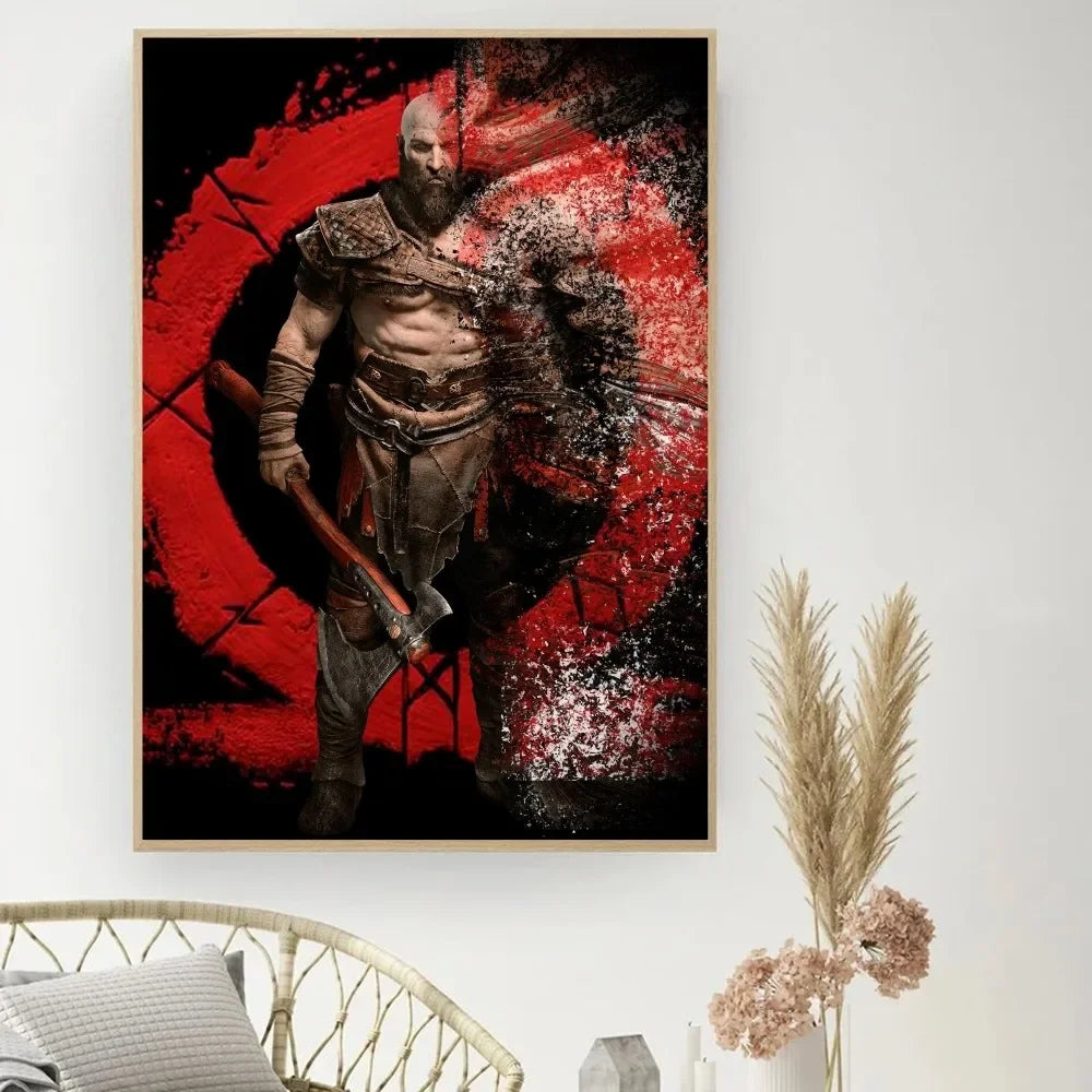 Póster del juego «God of War» - Póster de cine vintage para hacer tú mismo - Cuadro decorativo - Pegatinas para el estudio - Cuadro de pared de tamaño pequeño