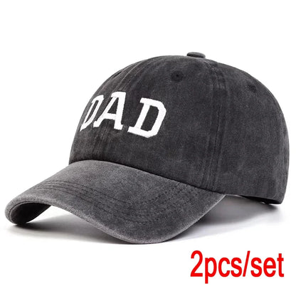 2 stuks unisex baseballpetten met geborduurde letters ‘DAD’ en ‘MOM’, wasbaar, voor lente en herfst, verstelbaar, casual, met zonwering