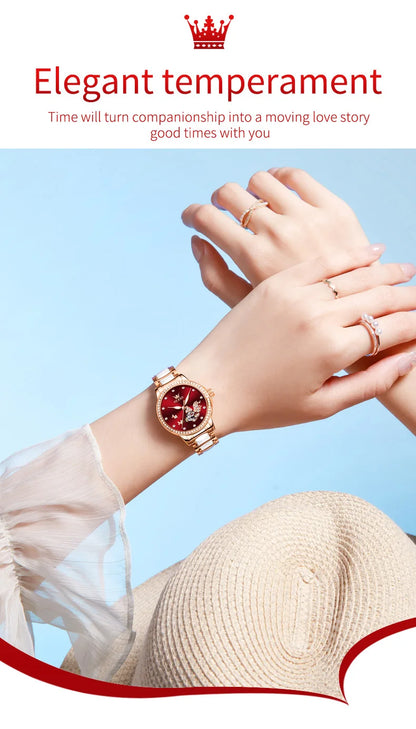 OLEVS Brand steel strip fully automatic mechanical watch for women 7001
