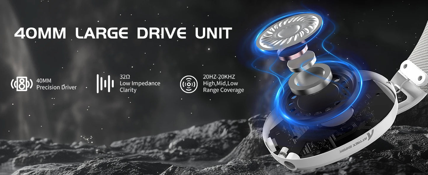 ATTACK SHARK L80PRO Wireless Gaming Headset Lightseed Tech- Built-in&Detachable Dual Microphone-Lightweight Headphone-Tri-Mode