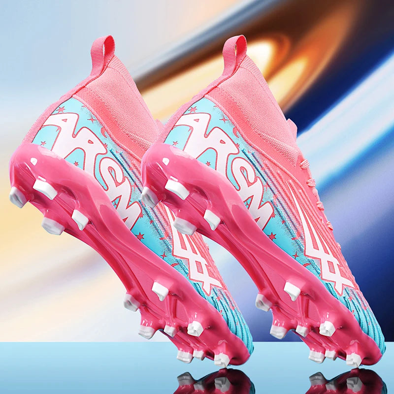Chaussures de football pour hommes et femmes, chaussures de sport à crampons longs, idéales pour les étudiants, les matchs et l'entraînement.