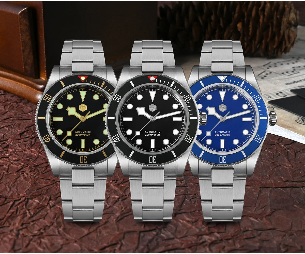 San Martin 40mm Aluminum Bezel NH35 BB58 Automatic Watches For Men Dive Wristwatch 20ATM Sapphire Luminous Reloj SN0008D