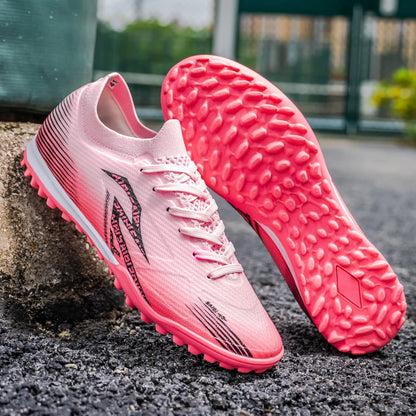 Chaussures de football pour hommes TF Turf, dessus en PU respirant, semelle extérieure en caoutchouc antidérapante, chaussures légères pour l'entraînement sur gazon artificiel.