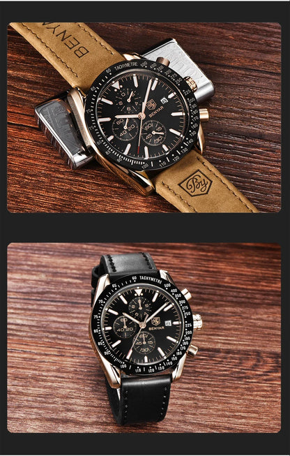Orologio da uomo BENYAR 5140, orologio sportivo casual, orologio al quarzo di lusso impermeabile, cronografo militare di marca di alta gamma.