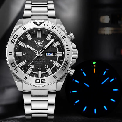 Yelang Watches V1035 44mm Men Diving Watch Human Kinetic Energy Watch 100m Waterproof Watches luminous Japan PX83 Sapphire
