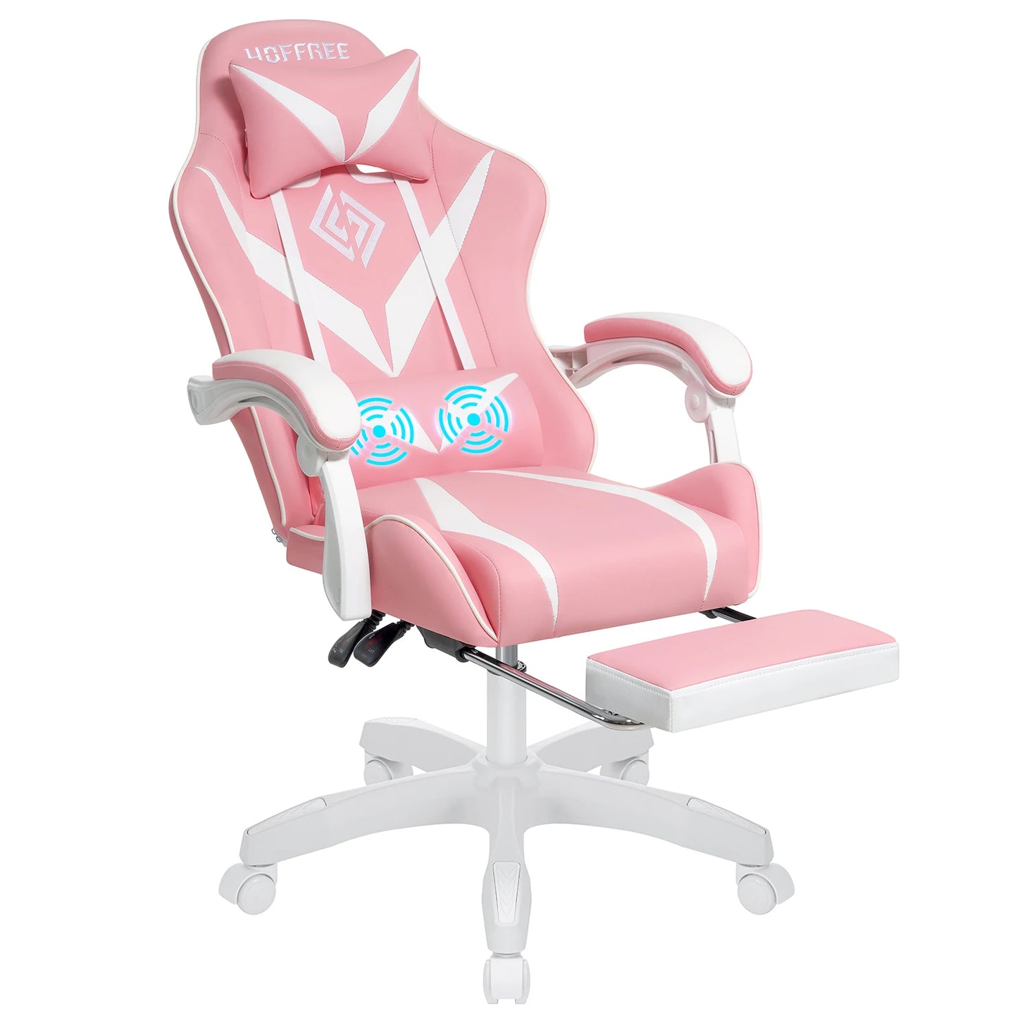 400Lbs Load Gaming Chair with Massage Ergonomic Computer Chair Footrest and Lumbar Support Reclining PC Chair Adjust Armrest