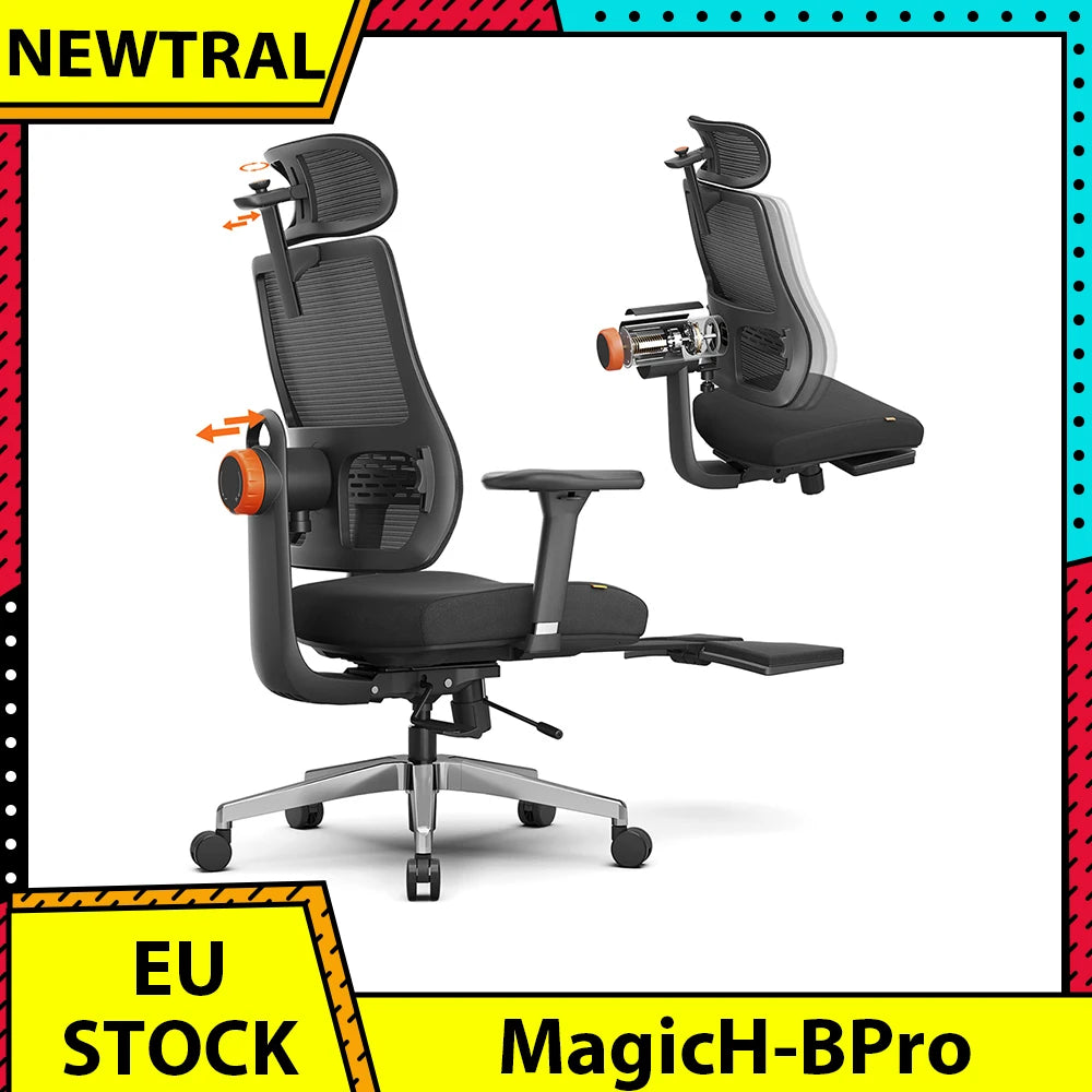 NEWTRAL MagicH-BPro Ergonomic Chair with Footrest AutoFollowing Backrest Headrest Adaptive Lower Back Support Adjustable Armrest
