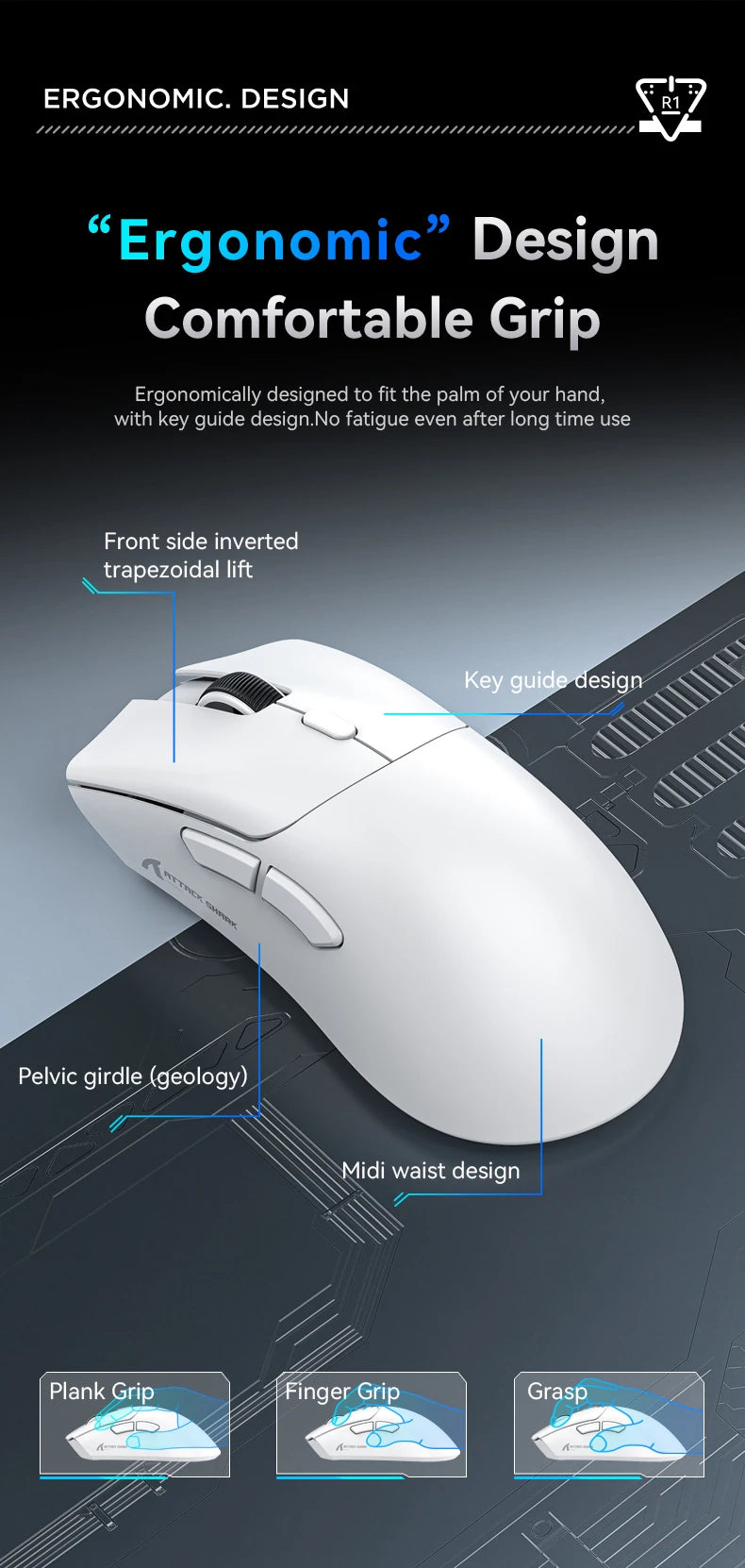 Attack Shark R1/X11 Tri-Mode Wireless Gaming Mouse 18K DPI PAW3311 Bluetooth/2.4GHz/Wired Lightweight Programmable for PC/Laptop