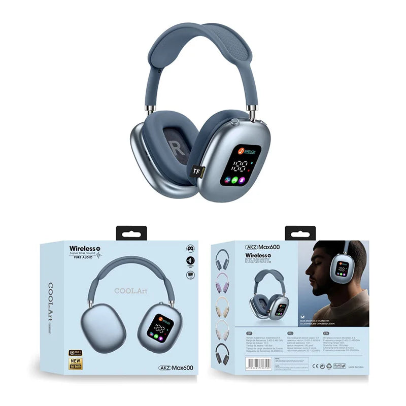MAX600 Model New Wireless Active Noise Cancelling Headphones Hybrid Wireless Headphone With Touch Control LED Screen 2025 Hot