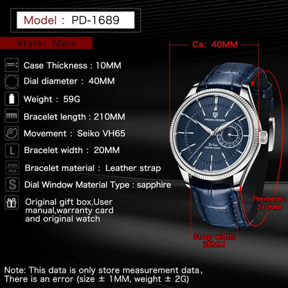 PAGANI DESIGN 2025 New Men Quartz Watch VH65 40mm Stainless Steel Sapphire Glass Luxury Business Waterproof 200m Reloj Hombre