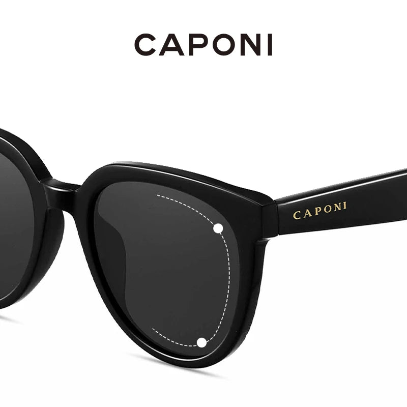 Óculos de sol de design da marca CAPONI para mulher, estilo retro, para raparigas, estilo coreano, polarizados, com proteção UV, modelo BH31031