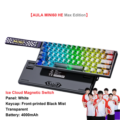 AULA MINI60 HE Tri-Mode Wireless Mechanical Keyboard Magnetic Switch 8000Hz Polling Rate RGB Backlit FPS Esports Gamer Keyboard