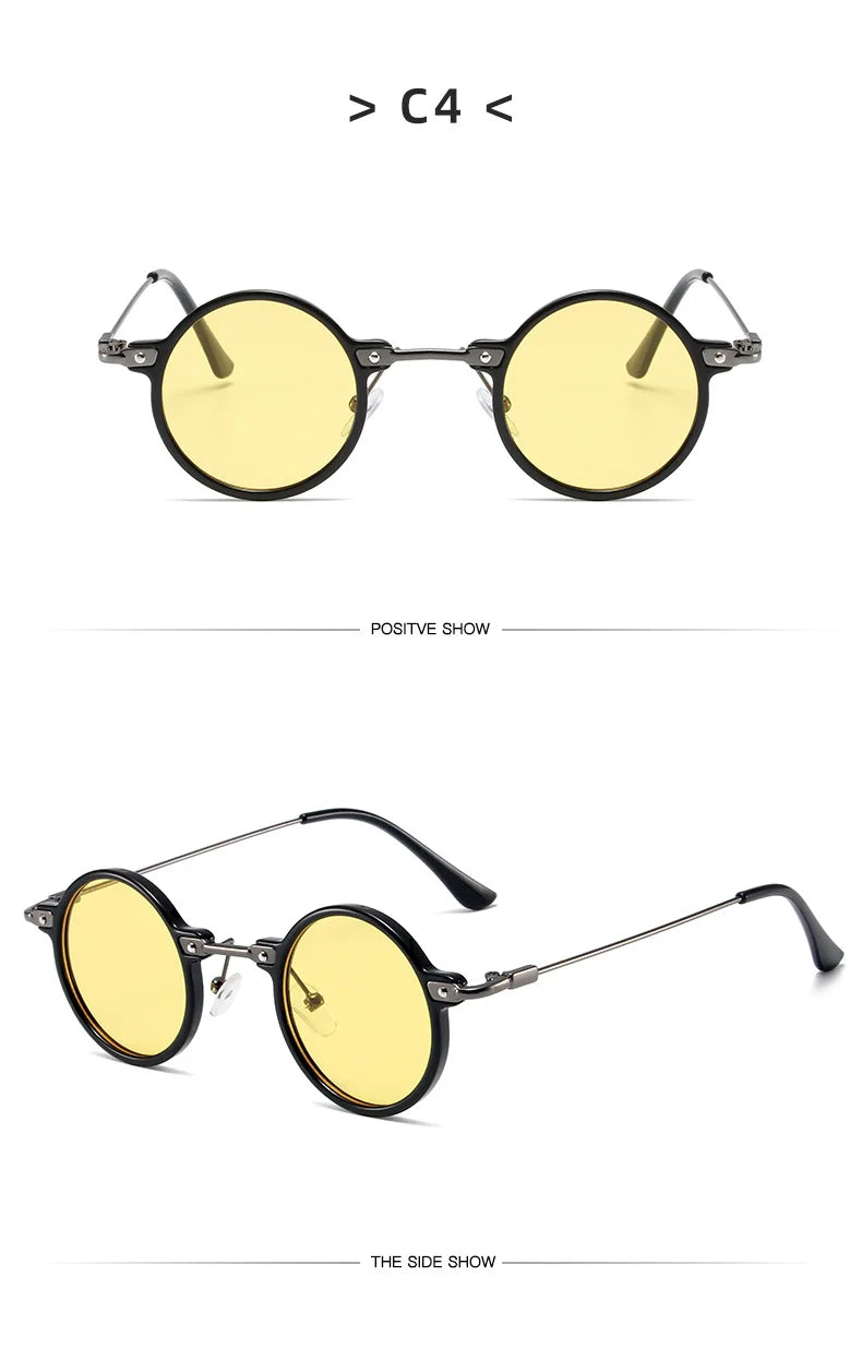 Runde Sonnenbrillen für Männer und Frauen, Retro-Steampunk-Sonnenbrillen, Herren- und Damenbrillen, Marken-Designerbrillen, Metallrahmen, Sonnenbrillen, Oculos De Sol