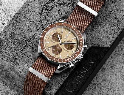 CADISEN Neue Herrenuhren Luxuriöse Quarz-Armbanduhr für Herren Saphirglas mit AR-Beschichtung Canvas VK68 Speed Chronograph Automatik