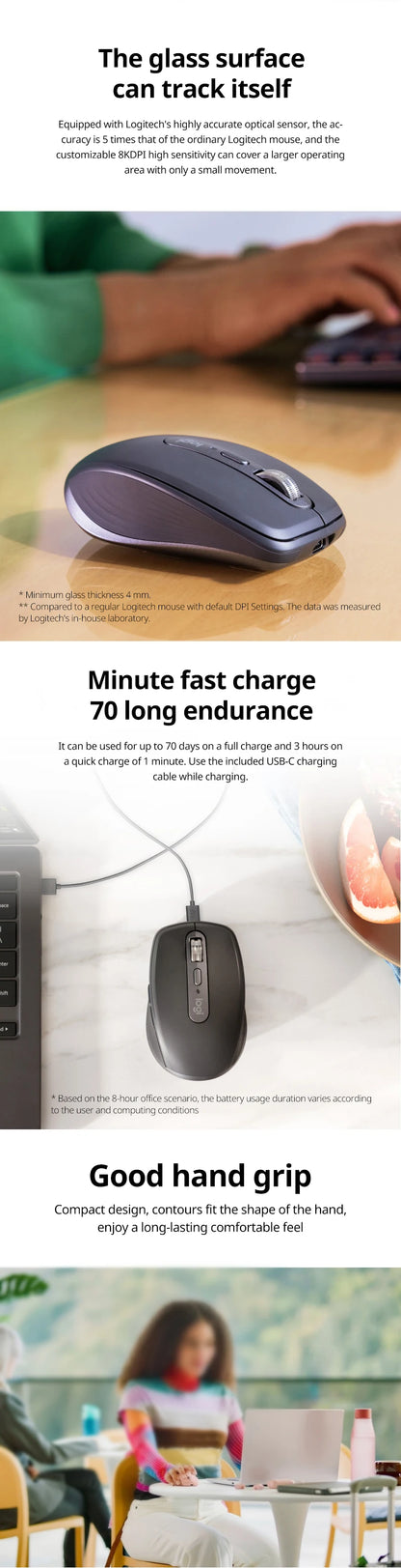 Logitech MX Anywhere 3S Mouse seamlessly switches across 3 devices! A portable office tool compatible with multiple systems
