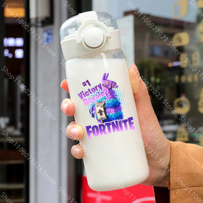 400ML Fortnites 18CM Straw Cup for Adult Boys Girls Cute Water Cup Cartoon Students Drop-Resistant Water Bottle Portable Gifts