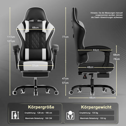 HOMALL Height Adjustable Massage Gaming chair Ergonomic Design with Lumbar Support Headrest Swivel chair