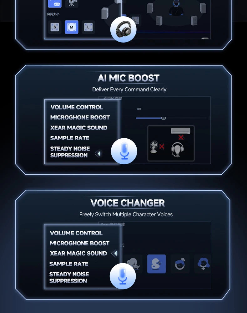 HaaYot Professional Wireless Gaming Bluetooth 6.0 Headset,7.1 Virtual Surround Sound,Low Latency 15ms for PC,PS5,Mobile,Switch