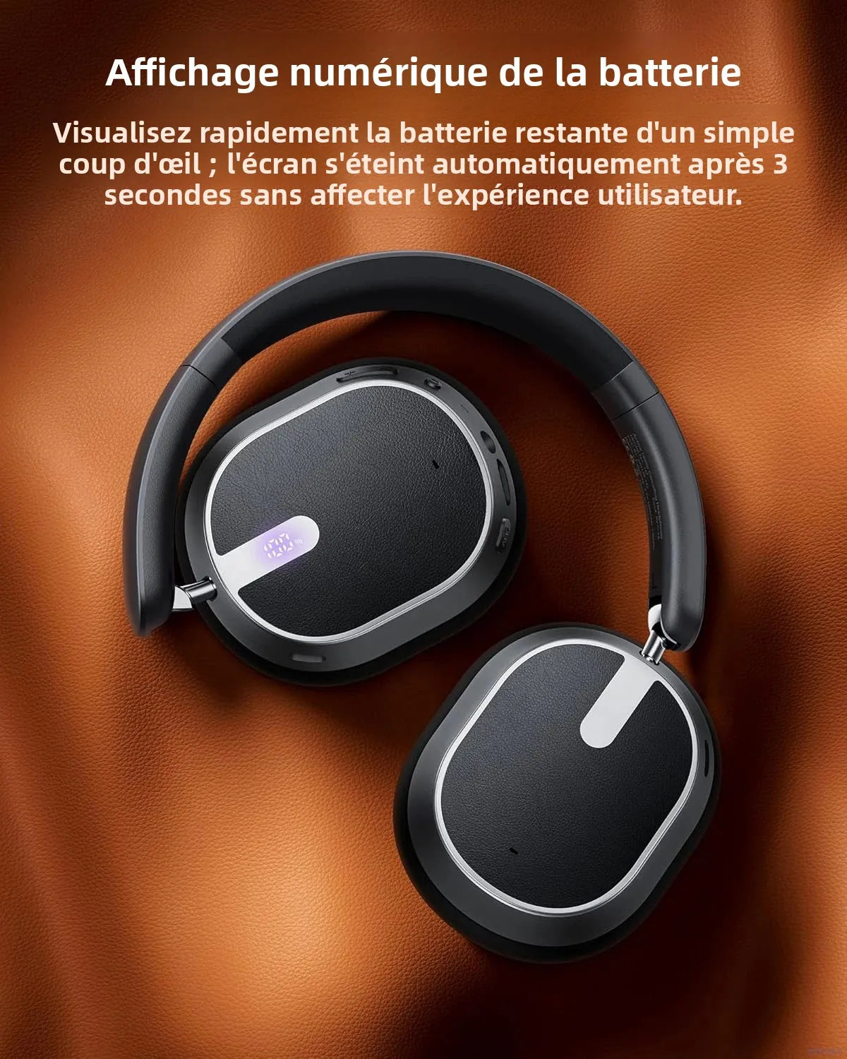 Active Noise Cancelling Headphones Bluetooth 6.0 Wireless Over-Ear Headphones Foldable with LED Power Display & 6-Mic ENC Calls