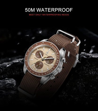 CADISEN Neue Herrenuhren Luxuriöse Quarz-Armbanduhr für Herren Saphirglas mit AR-Beschichtung Canvas VK68 Speed Chronograph Automatik