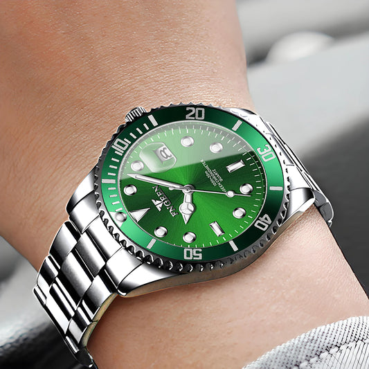 Quarz-Armbanduhr FNGEEN Son Brand von BINBOND mit Edelstahlarmband für Herren, leuchtend und wasserdicht, luxuriös.