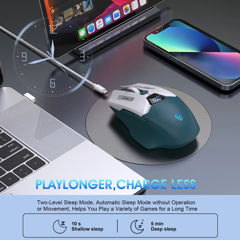 Dual-Mode Wireless Bluetooth Mouse With Smart Screen Display Silent Charging Office Gaming Portable Tablet Universal Mouse