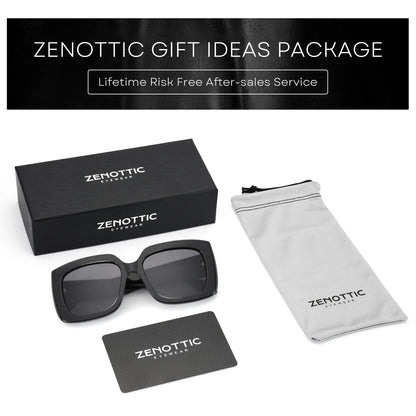 ZENOTTIC Handmade Acetate Sunglasses  luxury 2025 New Uv400 Fashion Square Ladies Polarized Sunglasses ZS6244