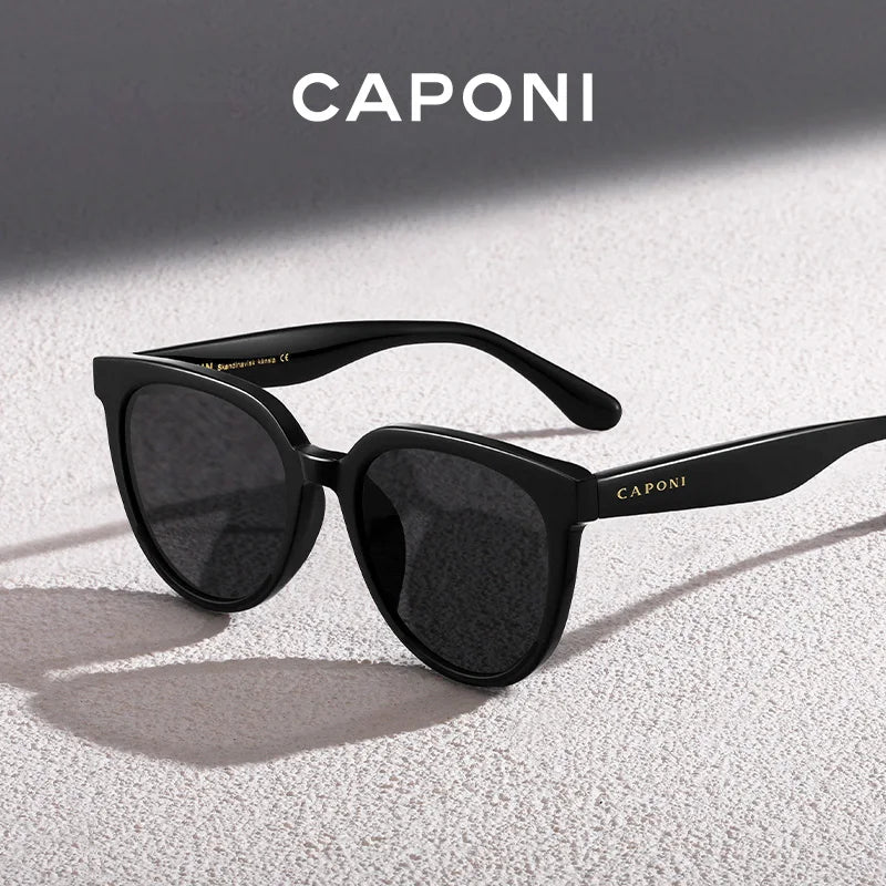 Óculos de sol de design da marca CAPONI para mulher, estilo retro, para raparigas, estilo coreano, polarizados, com proteção UV, modelo BH31031