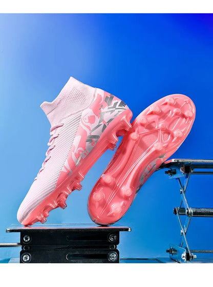 Chaussures de football roses tendance, chaussures de football professionnelles légères pour hommes, chaussures de football antidérapantes, crampons de football originaux, baskets