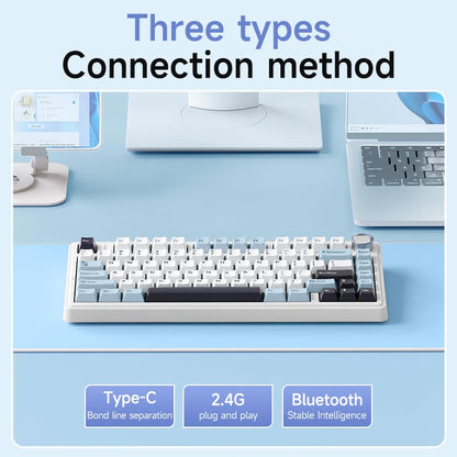 Original AULA F75 RGB LED Light PC Custom Bluetooth Wireless 2.4G Type-C Wired Gaming Mechanical Switch 75% Keyboard 82 Keys wit