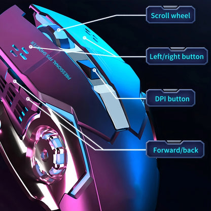 Rechargeable Wireless Gaming Mouse – Silent Bluetooth/USB, RGB Backlight, E-Sports for PC