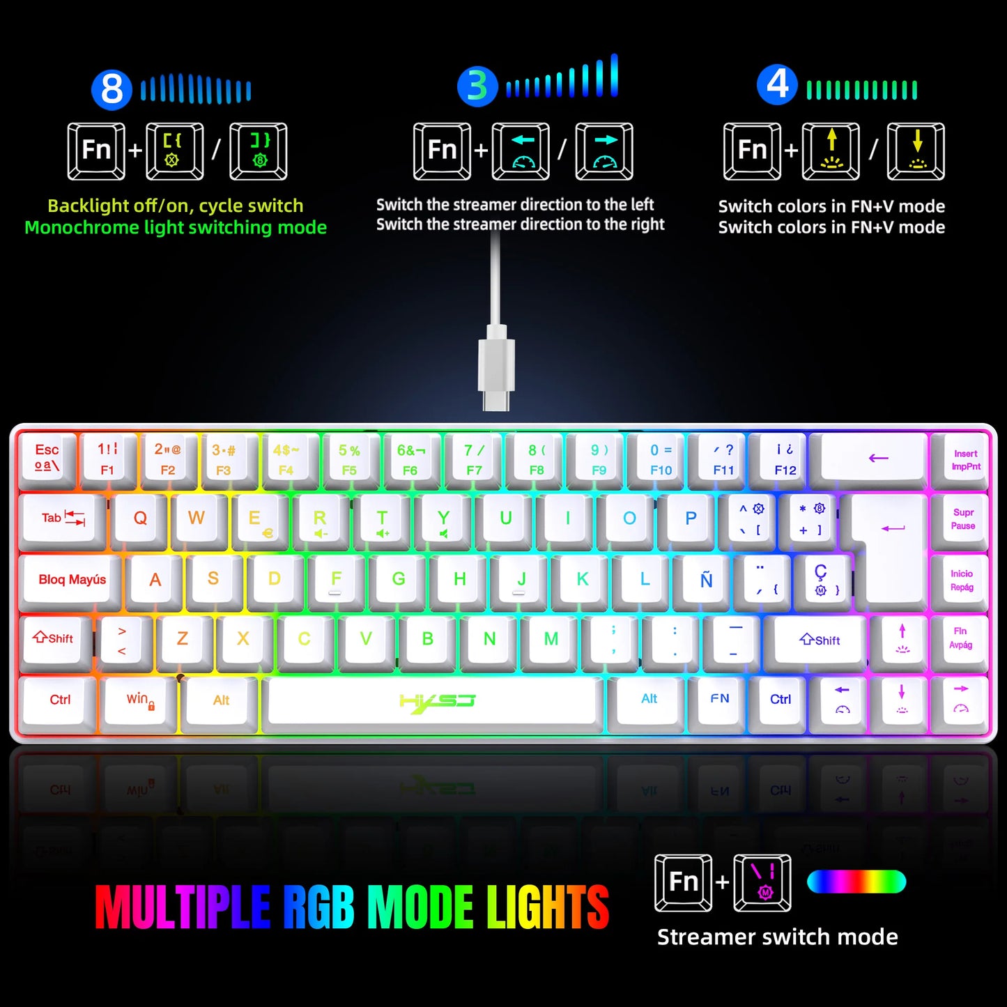 Hot Sale! 69-Key RGB Backlit Wired Gaming Keyboard, 68% Compact Design, A Must-Have Gadget for Office Workers and Gamers