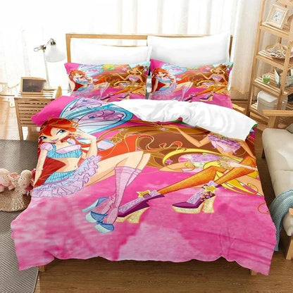 Anime W-Winx Clubs Duvet Cover Pillowcase Bedding Set Adult Boy Girl Bedroom Decoration Children Gift Single Double Large Size
