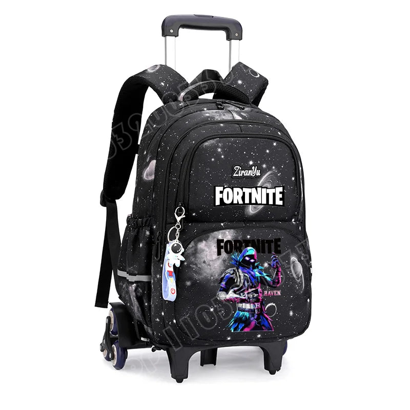 Fortnite Trolley Bag Easy Stair Climbing Anime Waterproof Wheeled Backpack Large Capacity Student Schoolbag Casual Travel Bag