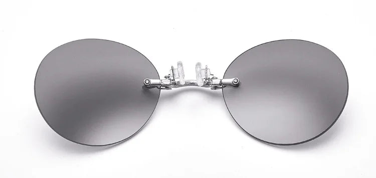 Runde randlose Sonnenbrille für Herren Matrix Morpheus Herren-Klassiker mit Nasenklammer Mini-Brille ohne Rahmen Marken-Designbrille UV400