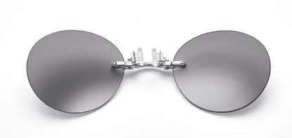 Runde randlose Sonnenbrille für Herren Matrix Morpheus Herren-Klassiker mit Nasenklammer Mini-Brille ohne Rahmen Marken-Designbrille UV400