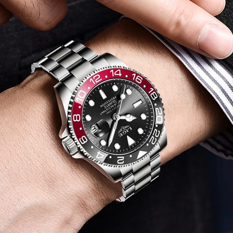 Montre-bracelet LIGE Fashion Business pour homme, étanche à 3 ATM, luminescente, montre de luxe sportive à quartz, chronographe de plongée