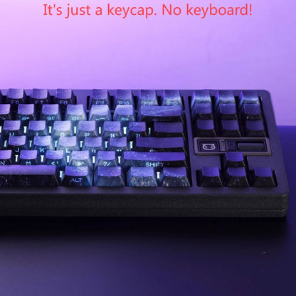 Purple Galaxy Gradient Side Carving Transparent Cherry Keycap PBT 135 Key Compatible with 60/64/84/98/108 Mechanical Keyboard