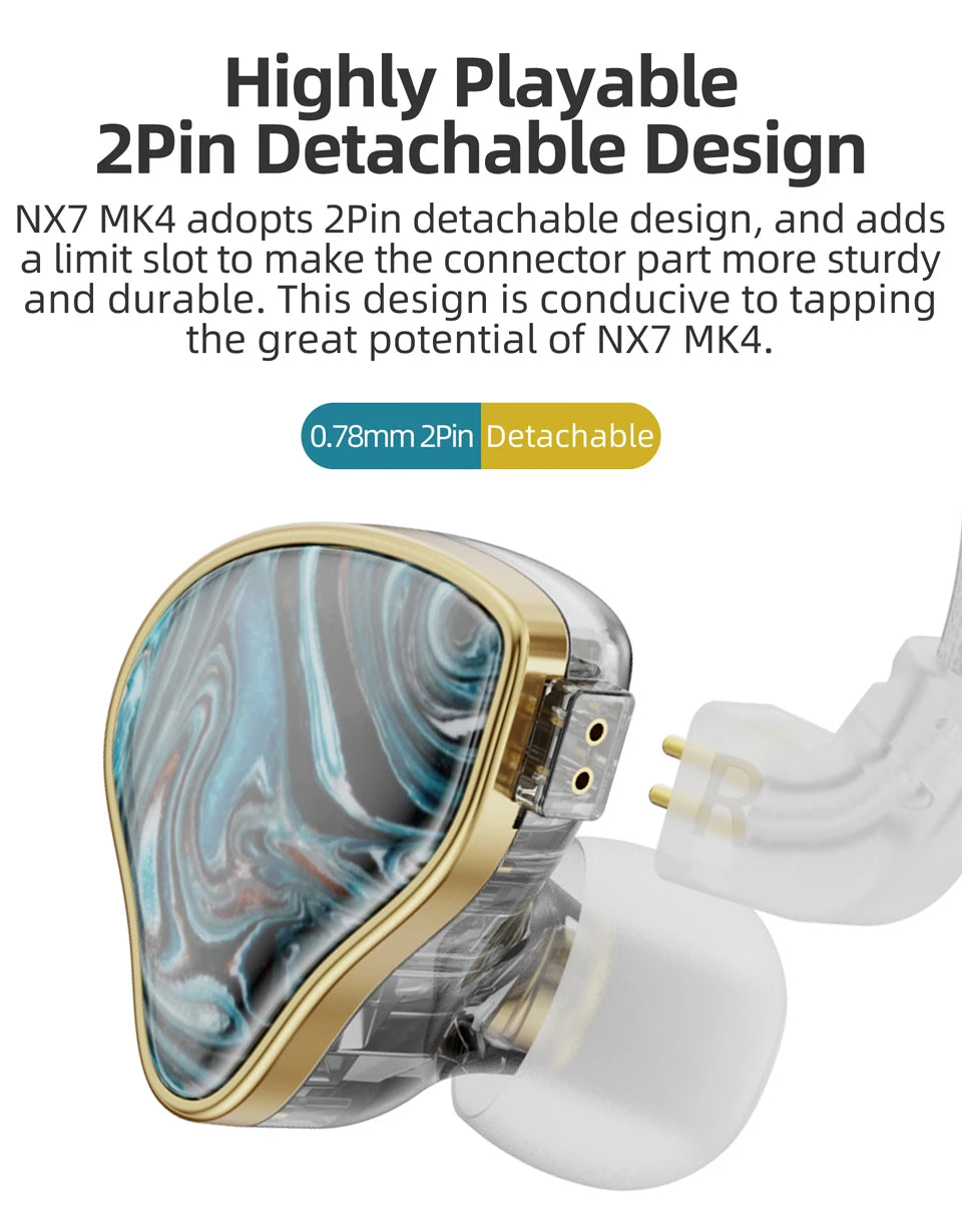 NICEHCK NX7MK4 MK4 Stabilized Wood HIFI Earbud 7 Driver Units Hybrid Audiophile Earphone With Replaceable Tuning Filters IEM MK3