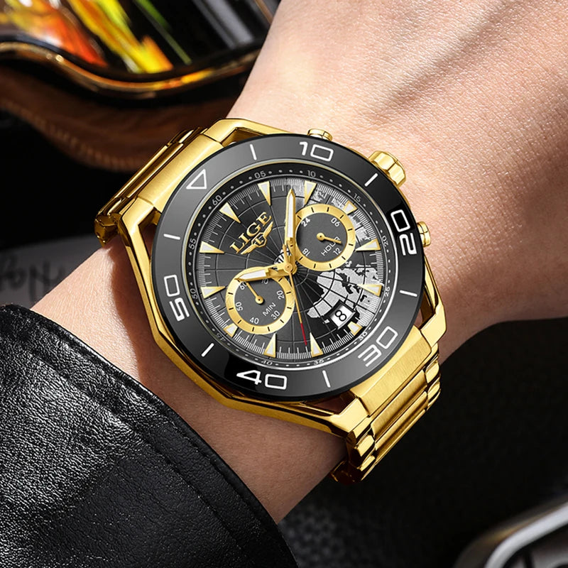LIGE Luxusuhren für Herren, Freizeit- und Business-Uhren, Herrenmode, wasserdichte Militär-Quarzarmbanduhren für Herren, Montre Homme