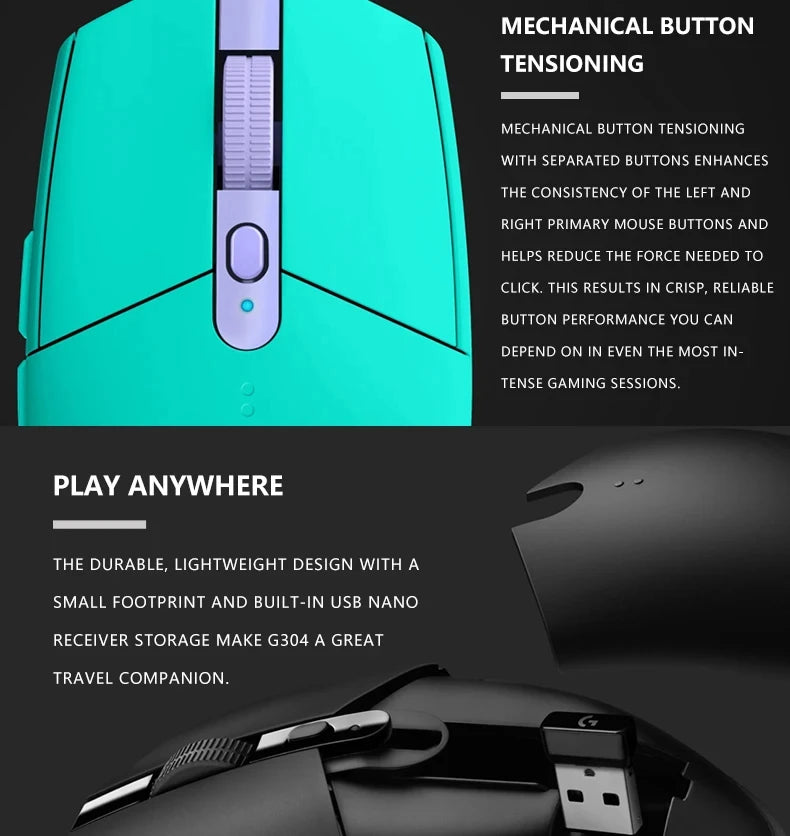 Logitech G102 G203 Wired Gaming Mouse 2.1 Meter Long Cable 8000 DPI RGB Effects for PC Laptop Office Gamer Flexible