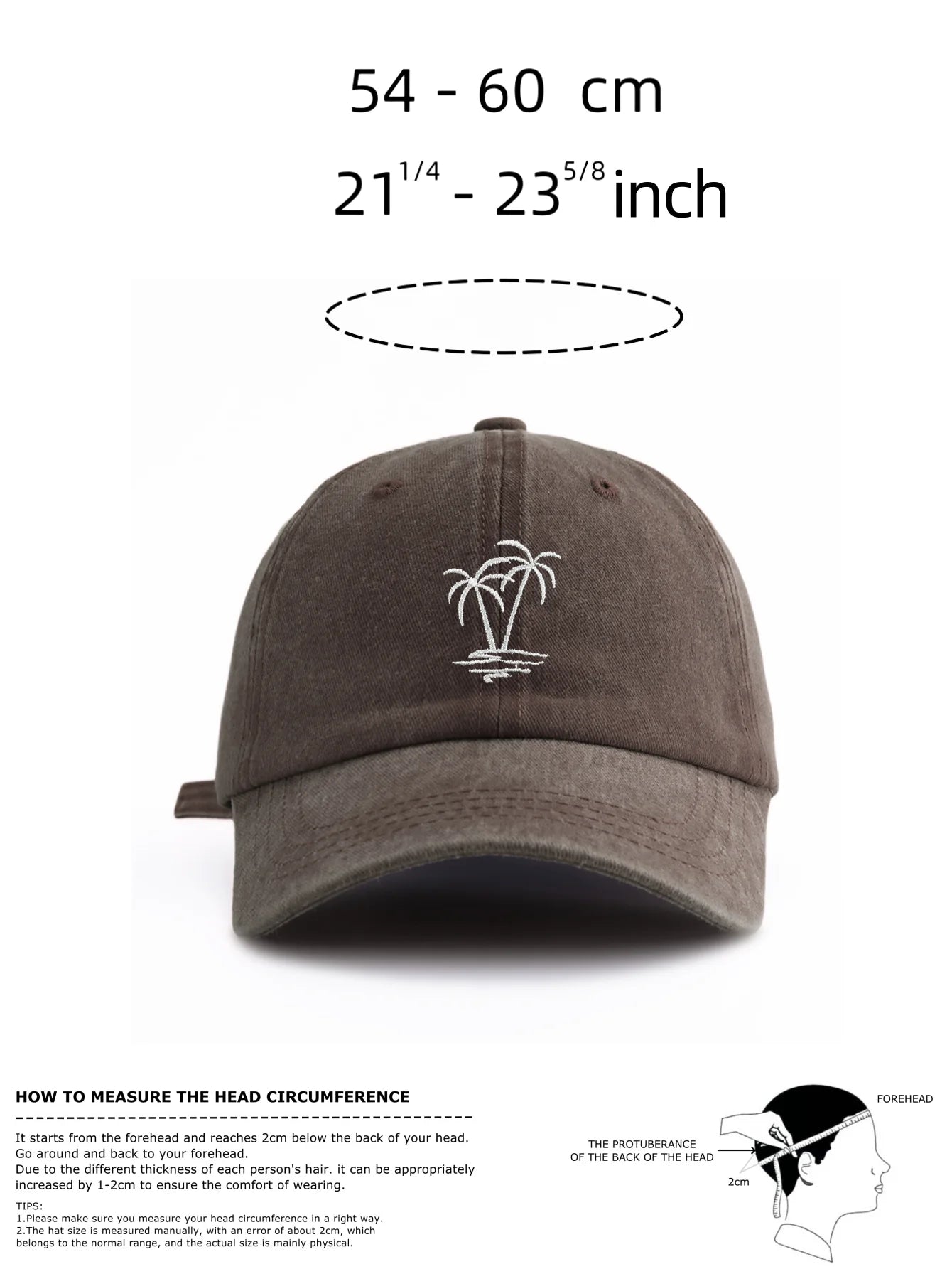 1pc Coconuttree Embroidery Washed Baseball Cap For Adults,Minimalist Retro Style Casual Soft Adjustable Dad Hat, Perfect As Gift