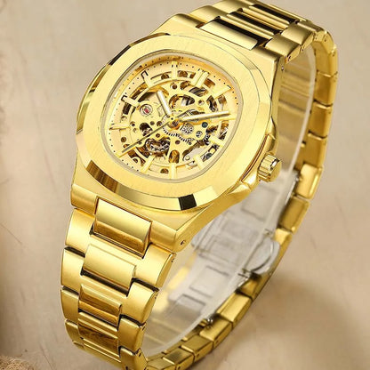 Montres-bracelets mécaniques pour homme à cadran ajouré, design squelette, montre de luxe entièrement automatique pour homme, relogio