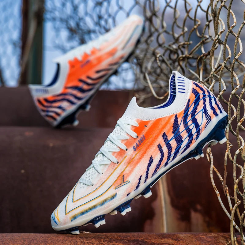 Chaussures de football pour hommes AG FG pour terrain ferme, en matériau PU léger, avec crampons renforcés, pour adultes, pour entraînements de football en extérieur et compétitions.